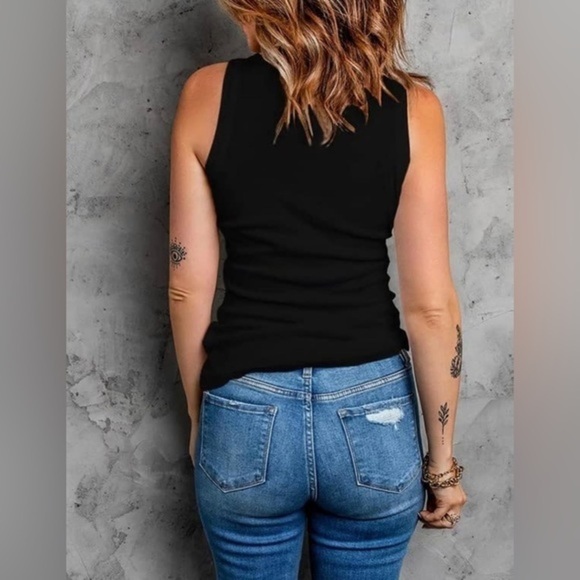 Ribbed Thick Strap Low Cut Tight Slim Fitted Sporty Workout Tank Tops Sz S - Picture 2 of 5